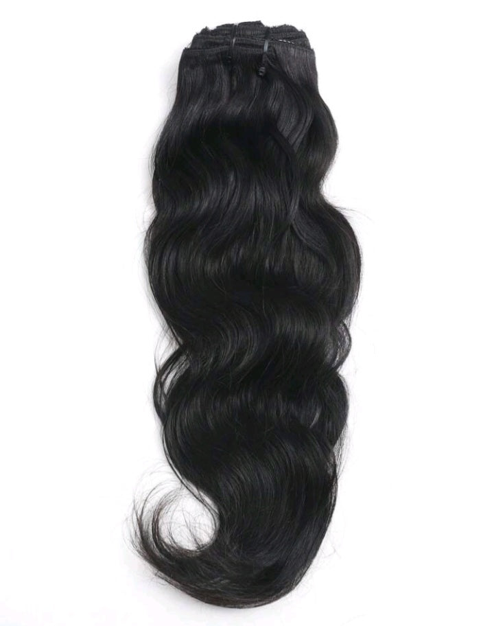 8Pcs Black Wavy One Set Clip In Extensions